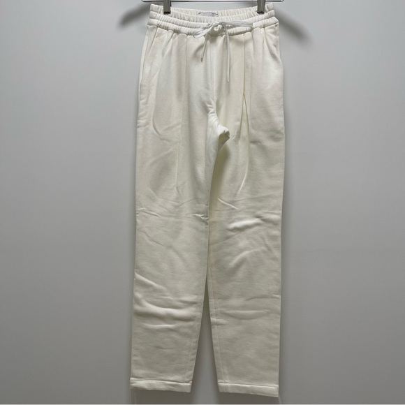 Adam Lippes Franger Bonnie Pleated French Terry Ivory Joggers Size XXS - Picture 2 of 13